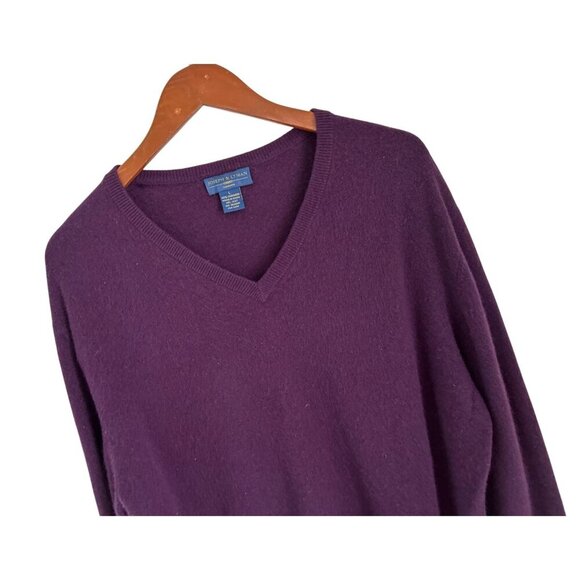 JOSEPH & LYMAN 100% Cashmere Sweater Knitted V-Neck Preppy Pullover Size Large - Picture 3 of 8